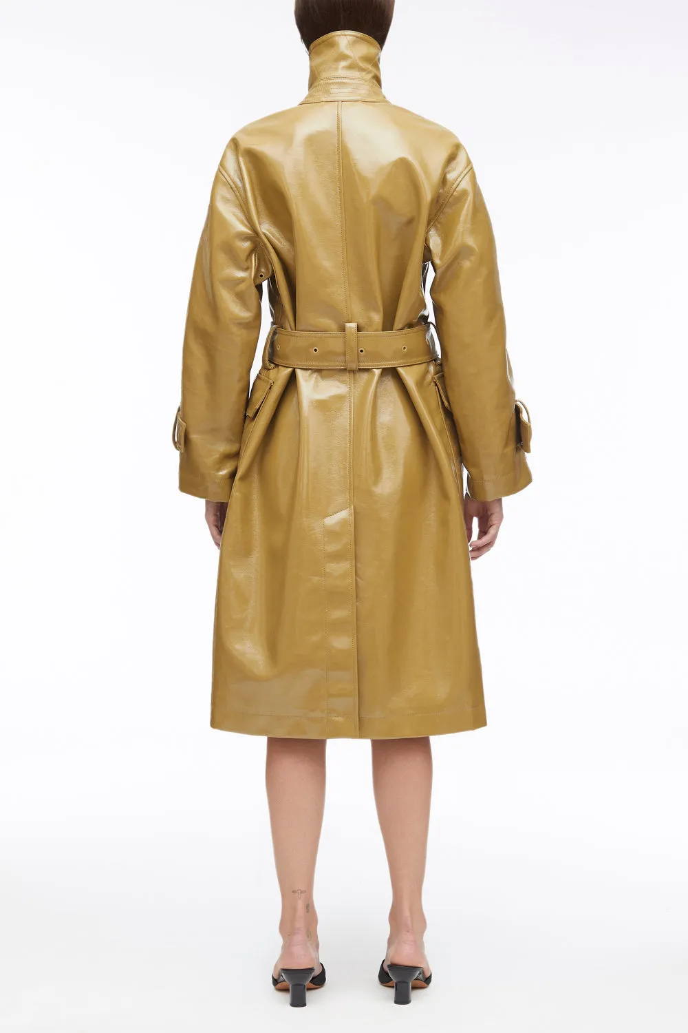 Laminated Cotton Canvas Trench Coat