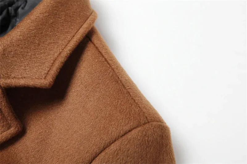 Langer Mantel Männer Wolle 54.3% Herbst und Winter neuer Herren Woll mantel mittlerer und langer Anzug Kragen Baumwolle verdickter Woll mantel