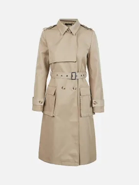 Lapel Double Breasted Waist Long Trench Coat