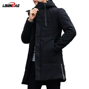 LiSENBAO 2018 New arrival winter long jacket cotton thick male high quality Casual fashion parkas cotton coat men brand clothing