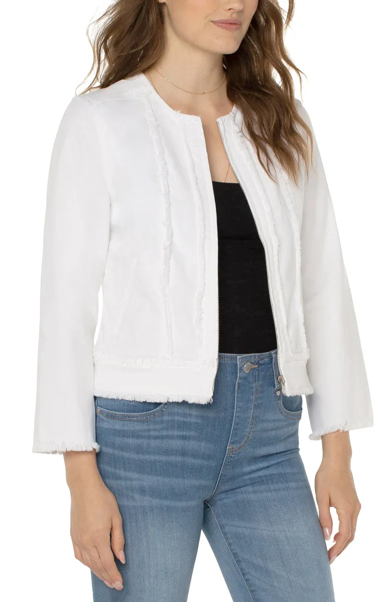 Liverpool Frayed Zip Jacket (bright white)