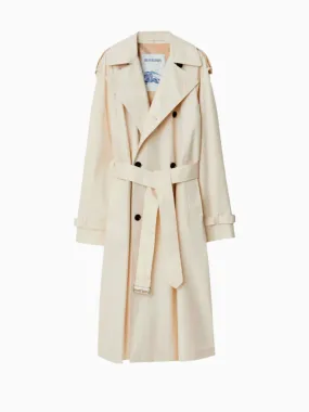 Long gabardine trench coat