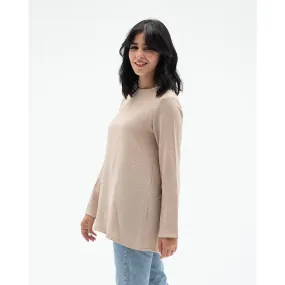 Long sleeved beige basic blouse