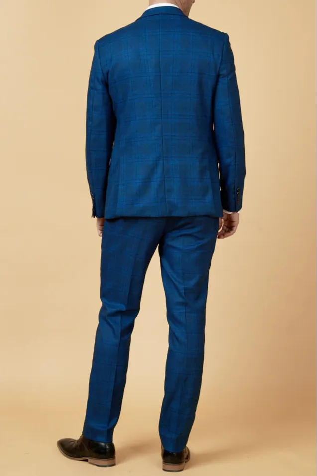 MARC DARCY Jerry Blazer - Mens Slim Fit - Blue Check