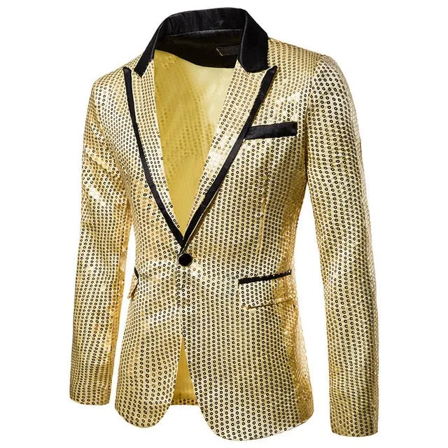 Men Sequin Jacket Blazer Suit