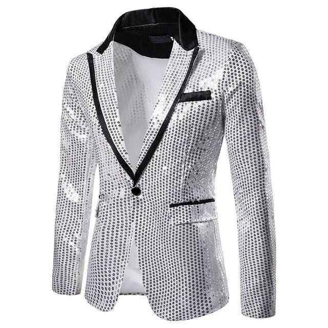 Men Sequin Jacket Blazer Suit