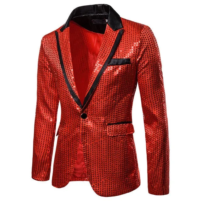 Men Sequin Jacket Blazer Suit