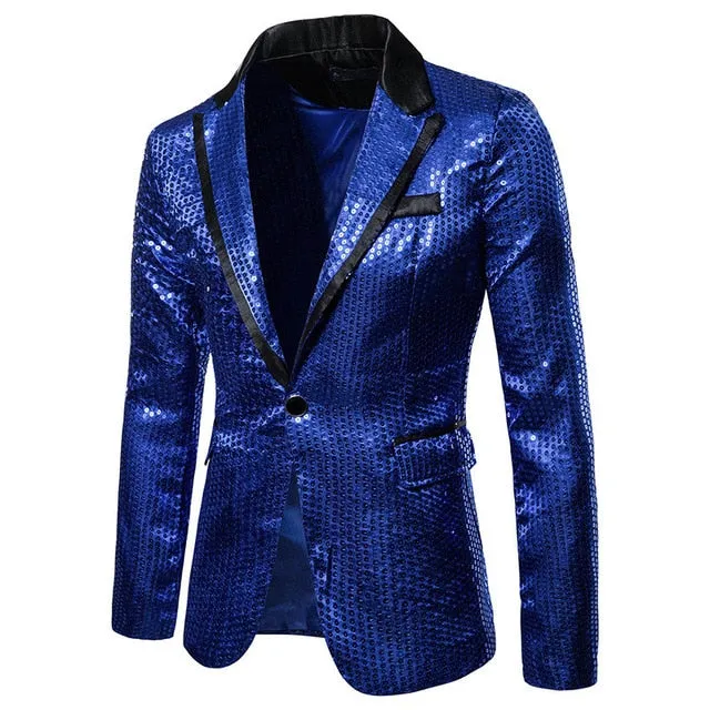 Men Sequin Jacket Blazer Suit