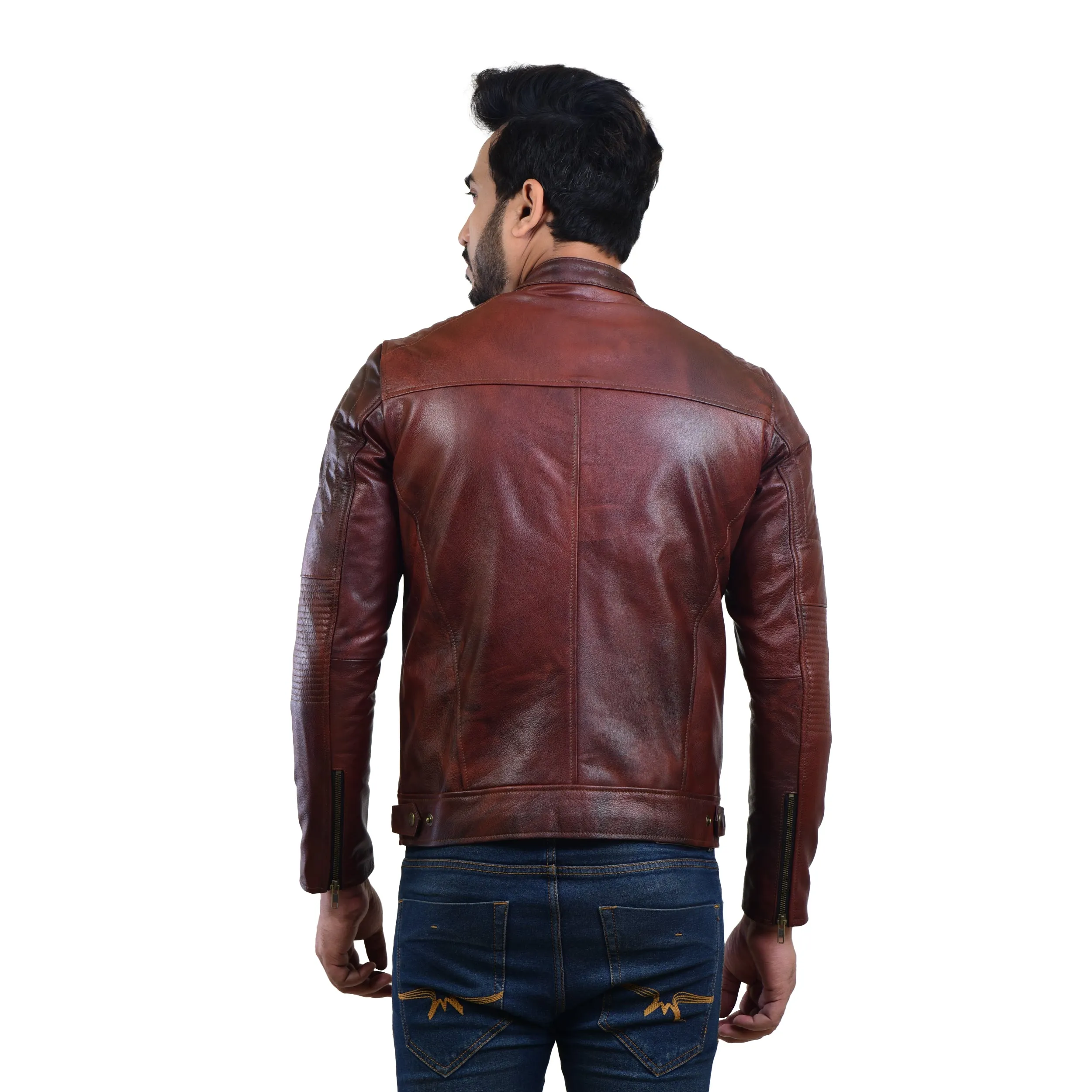 MENS LEATHER JACKET 410138(2 TONE)