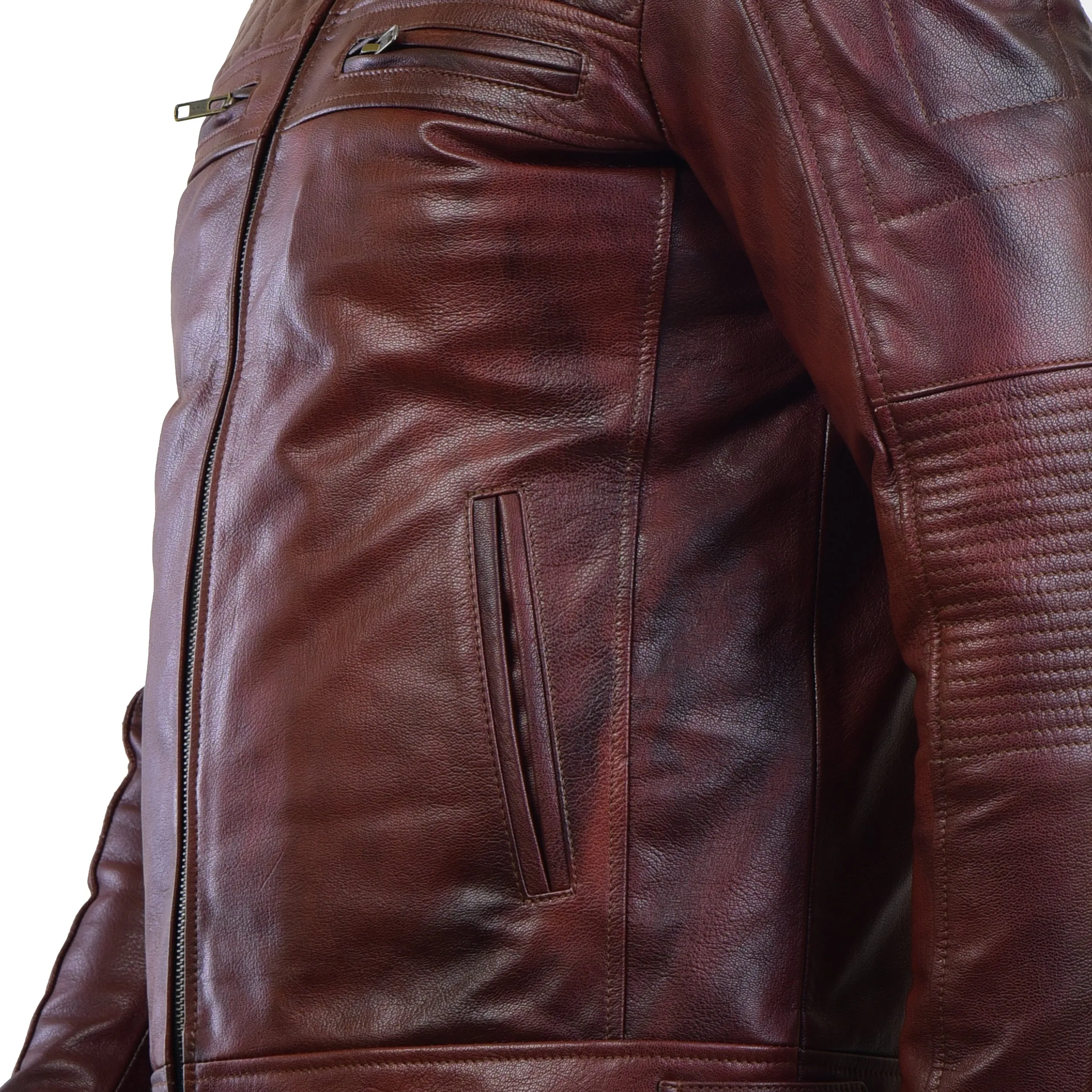 MENS LEATHER JACKET 410138(2 TONE)