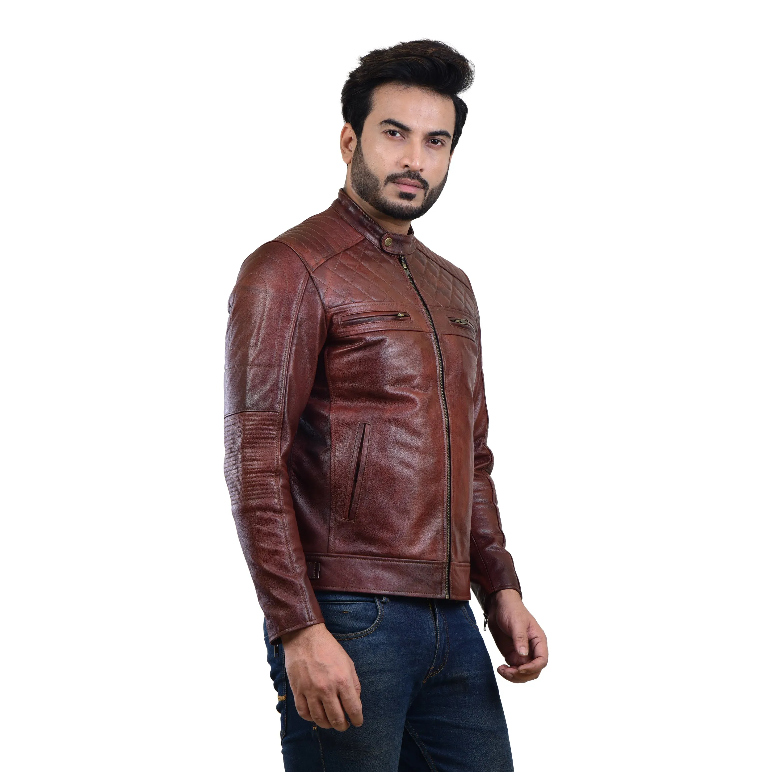 MENS LEATHER JACKET 410138(2 TONE)