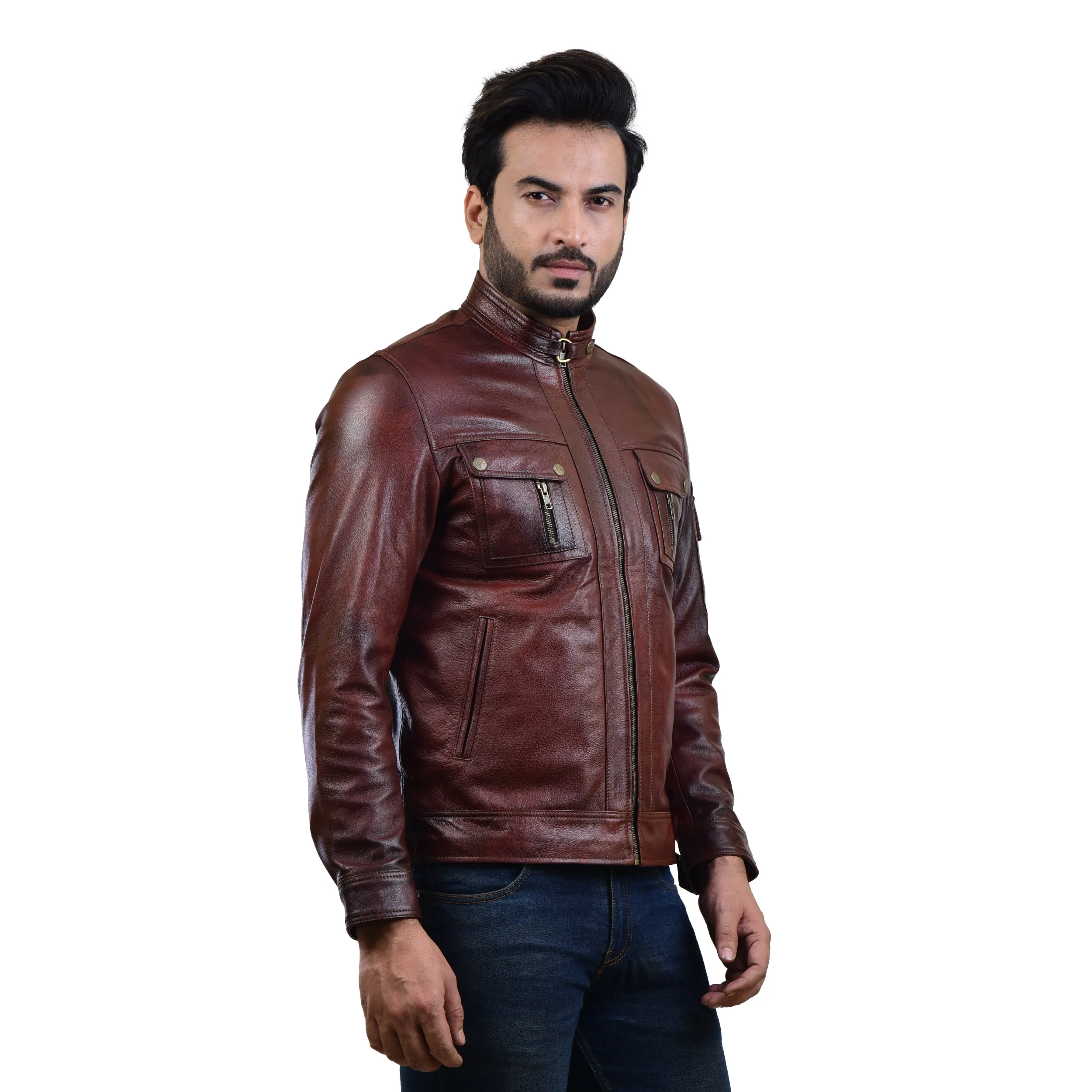 MENS LEATHER JACKET 410141(2 TONE)