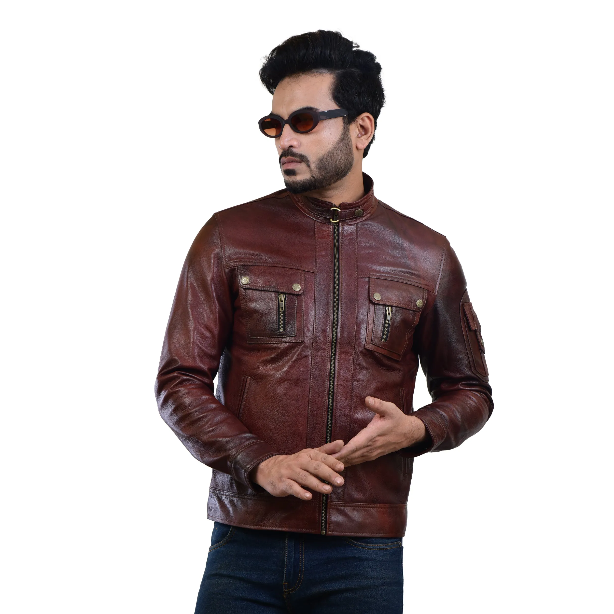 MENS LEATHER JACKET 410141(2 TONE)