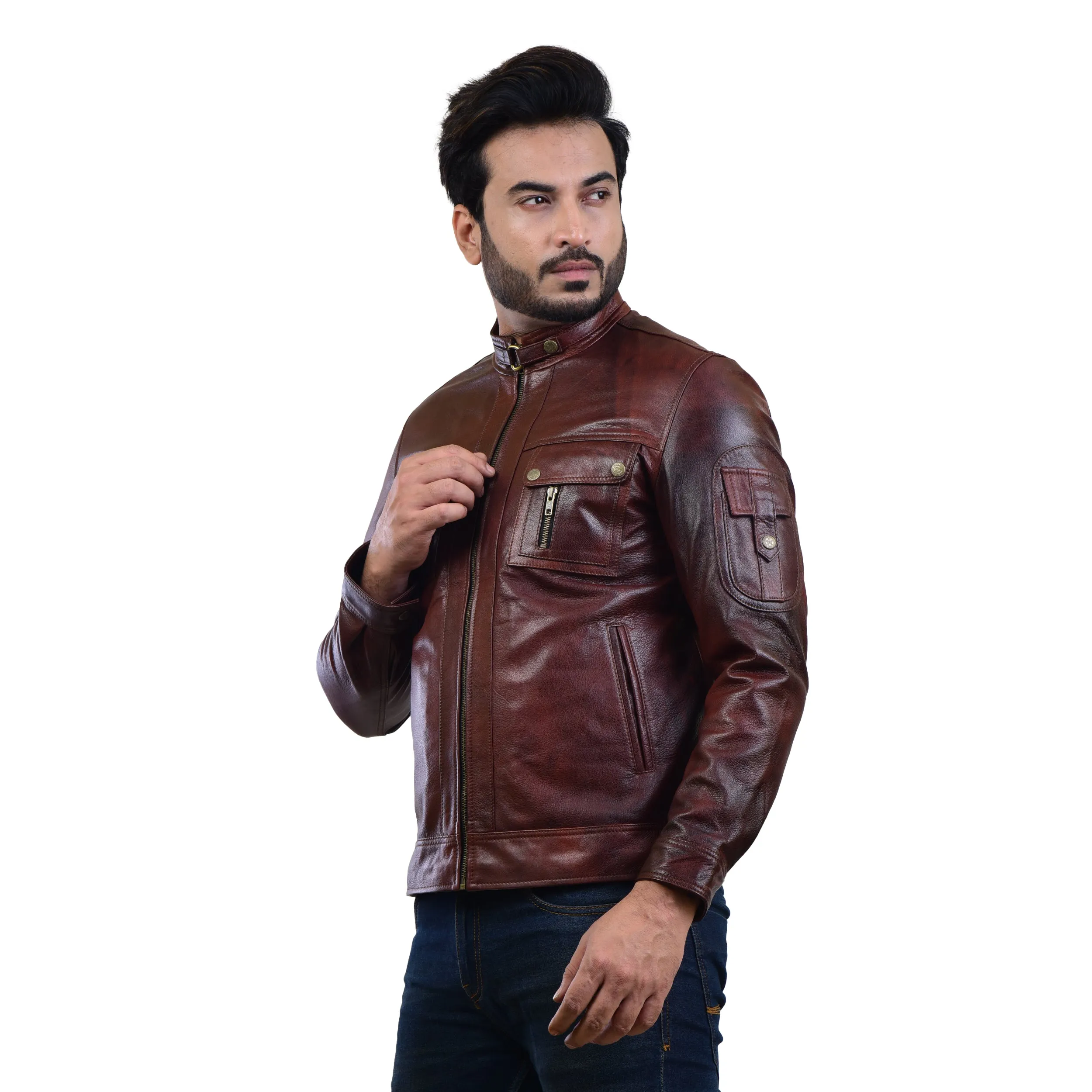 MENS LEATHER JACKET 410141(2 TONE)