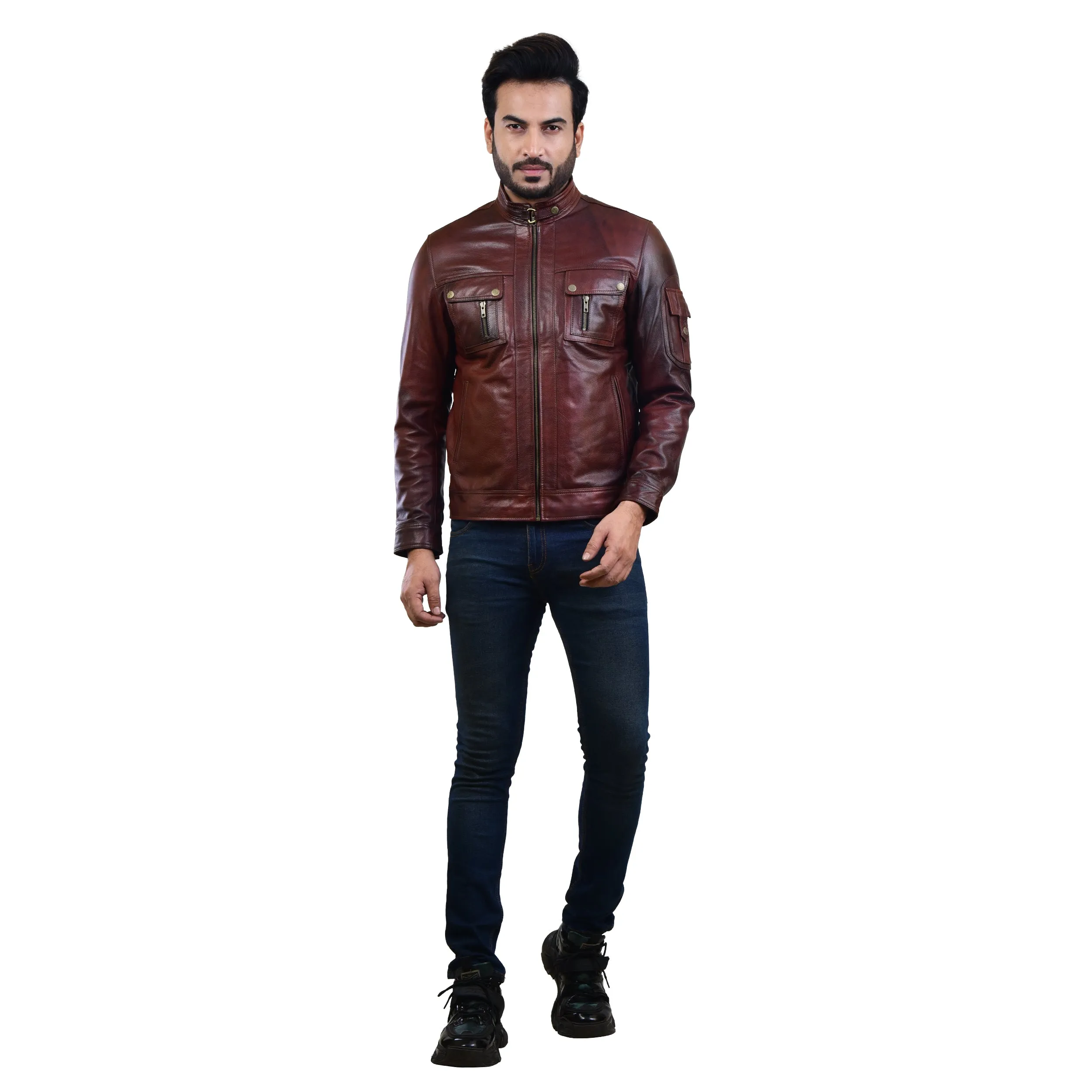 MENS LEATHER JACKET 410141(2 TONE)