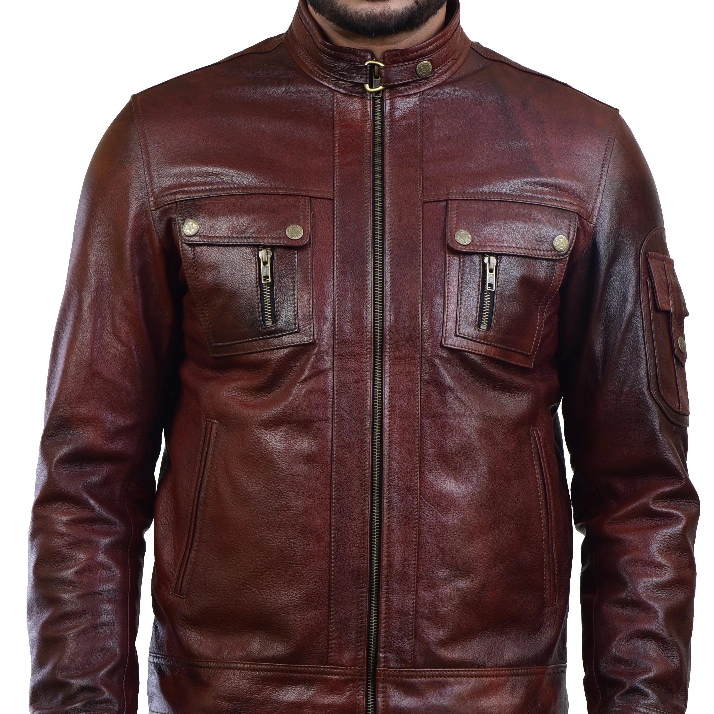 MENS LEATHER JACKET 410141(2 TONE)