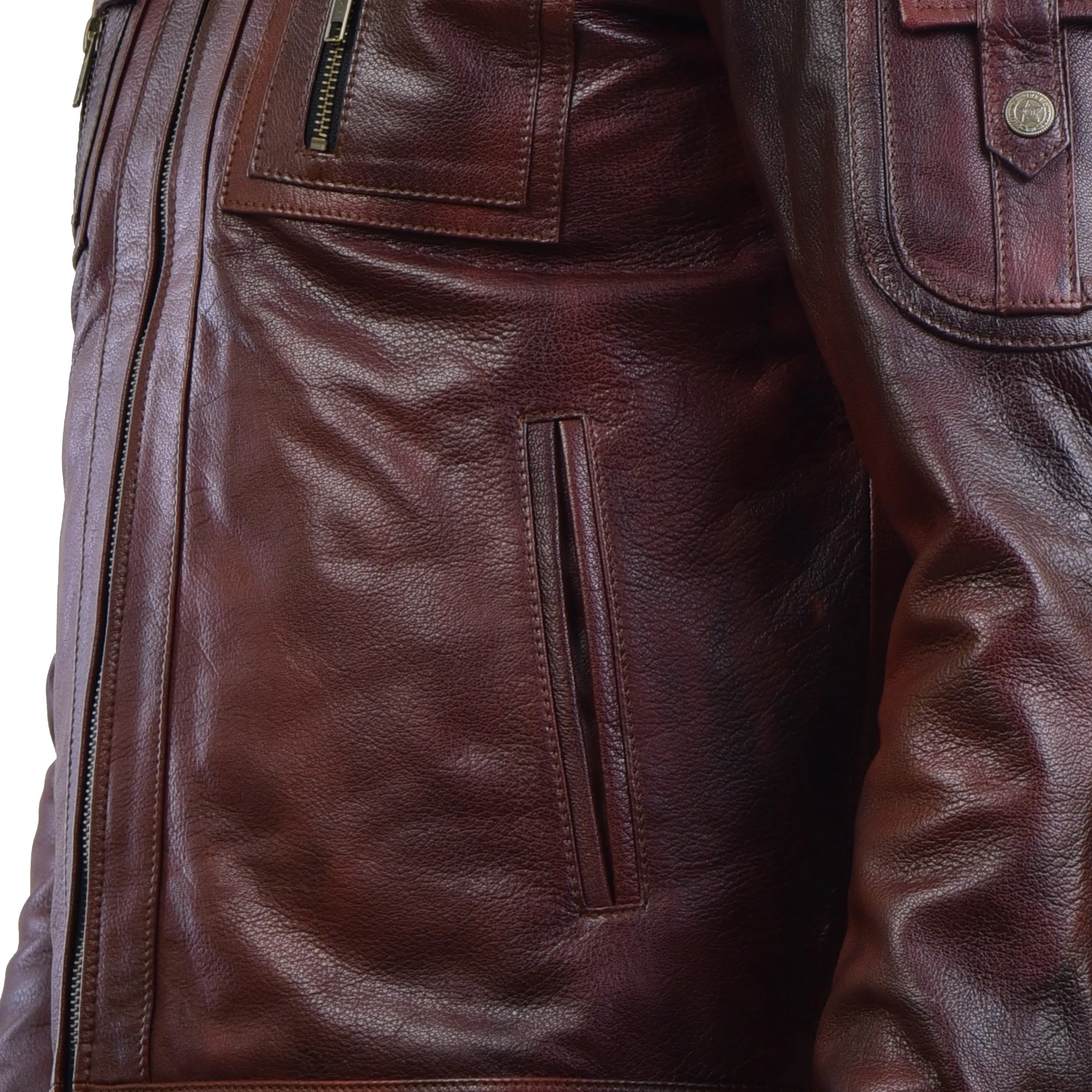 MENS LEATHER JACKET 410141(2 TONE)