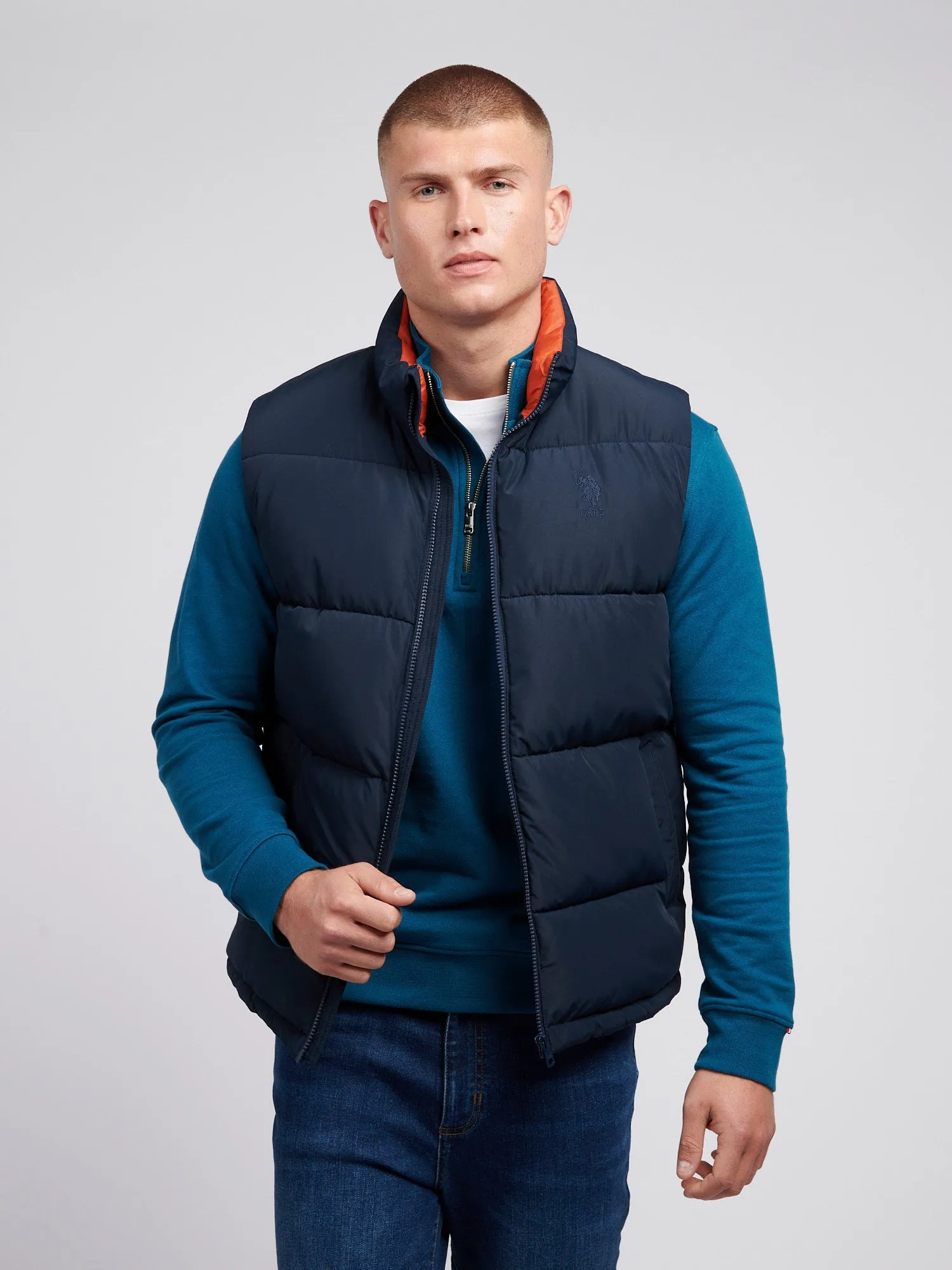 Mens Wide Baffle Gilet in Dark Sapphire Navy