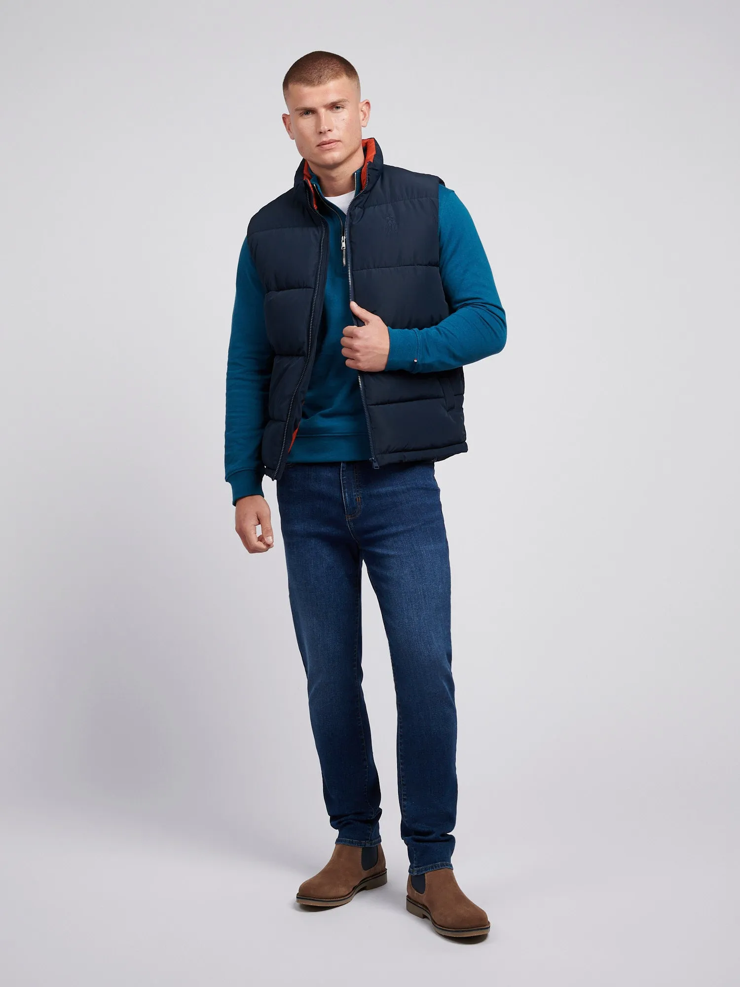 Mens Wide Baffle Gilet in Dark Sapphire Navy