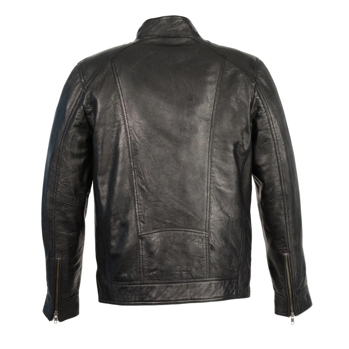 Milwaukee Leather Men's Black Motorcycle Fashion Leather Jacket with Front Zipper Closure SFM1860