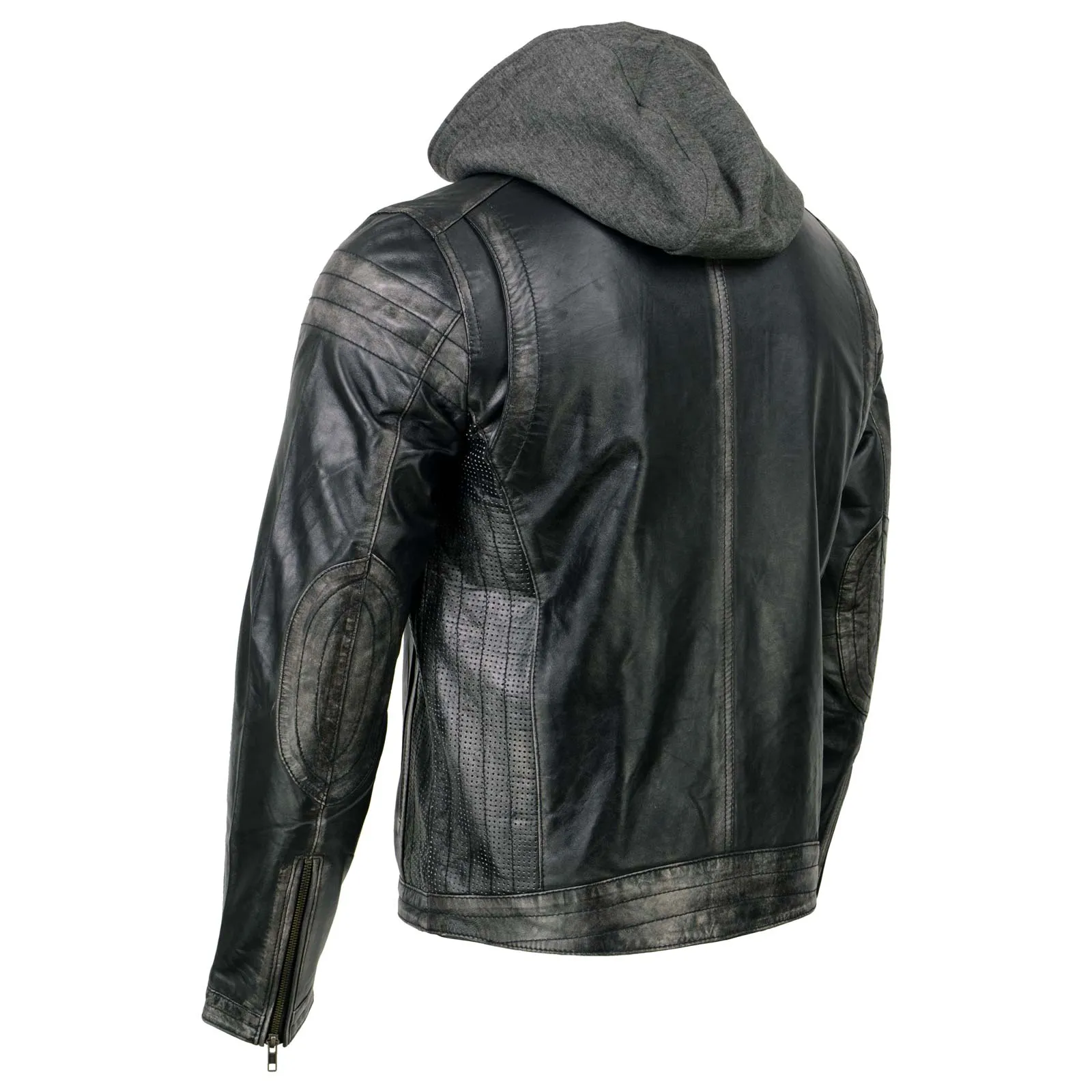 Milwaukee Leather SFM1846 Men's Black Fashion Casual Leather Jacket with Removable Hoodie