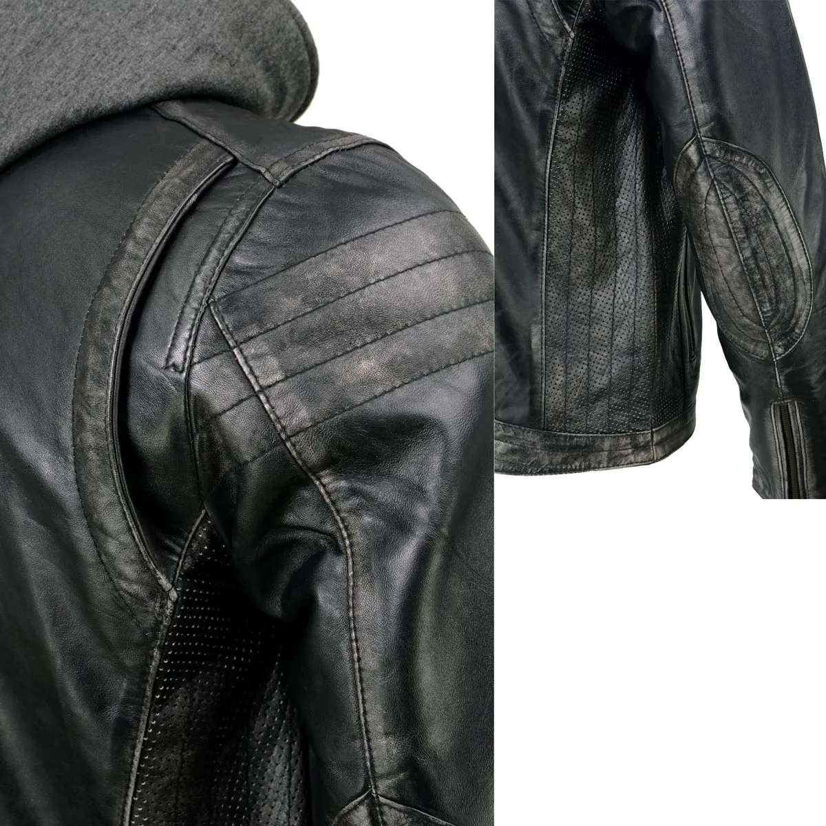 Milwaukee Leather SFM1846 Men's Black Fashion Casual Leather Jacket with Removable Hoodie