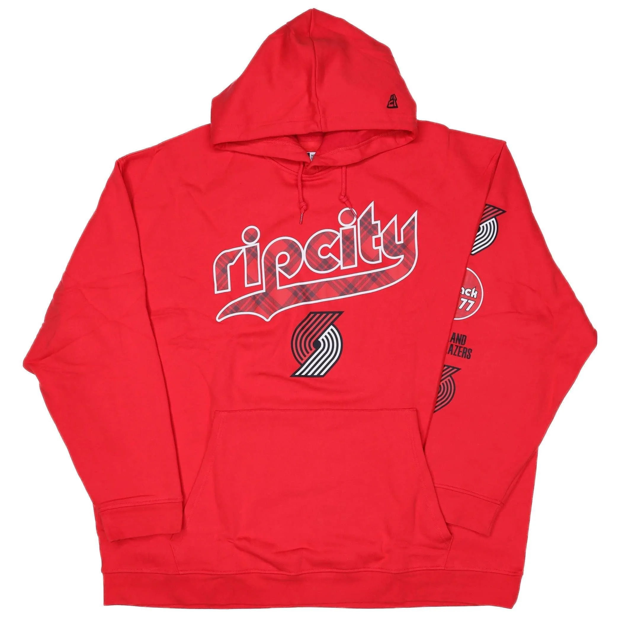 New Era Retro Plaid City Big Hoodie In Red