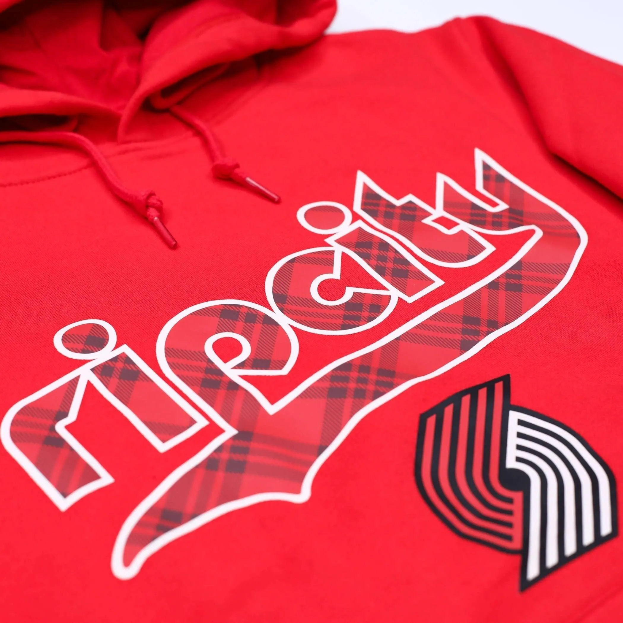 New Era Retro Plaid City Big Hoodie In Red