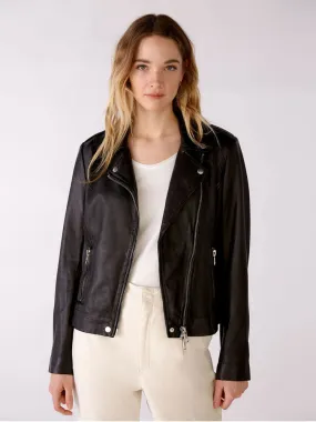 Oui Leather Jacket Black