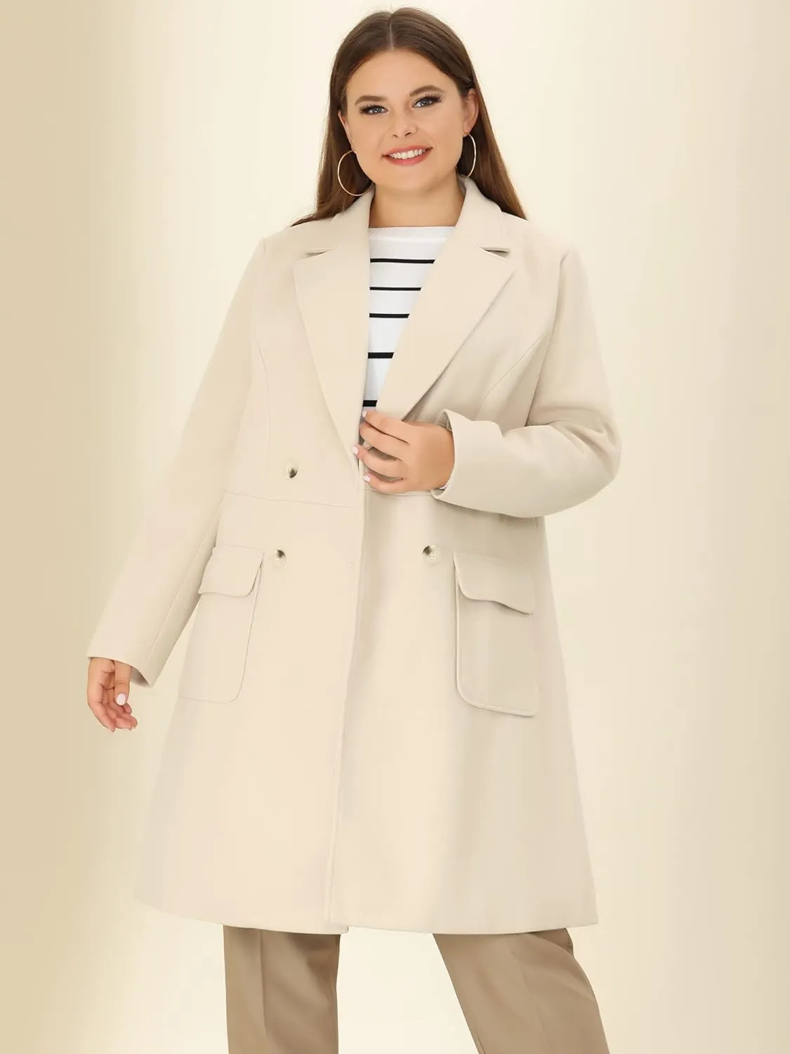 Plus Size Modern Fuchia Pink Double Breasted Long Sleeve Trench Coat (Copy)