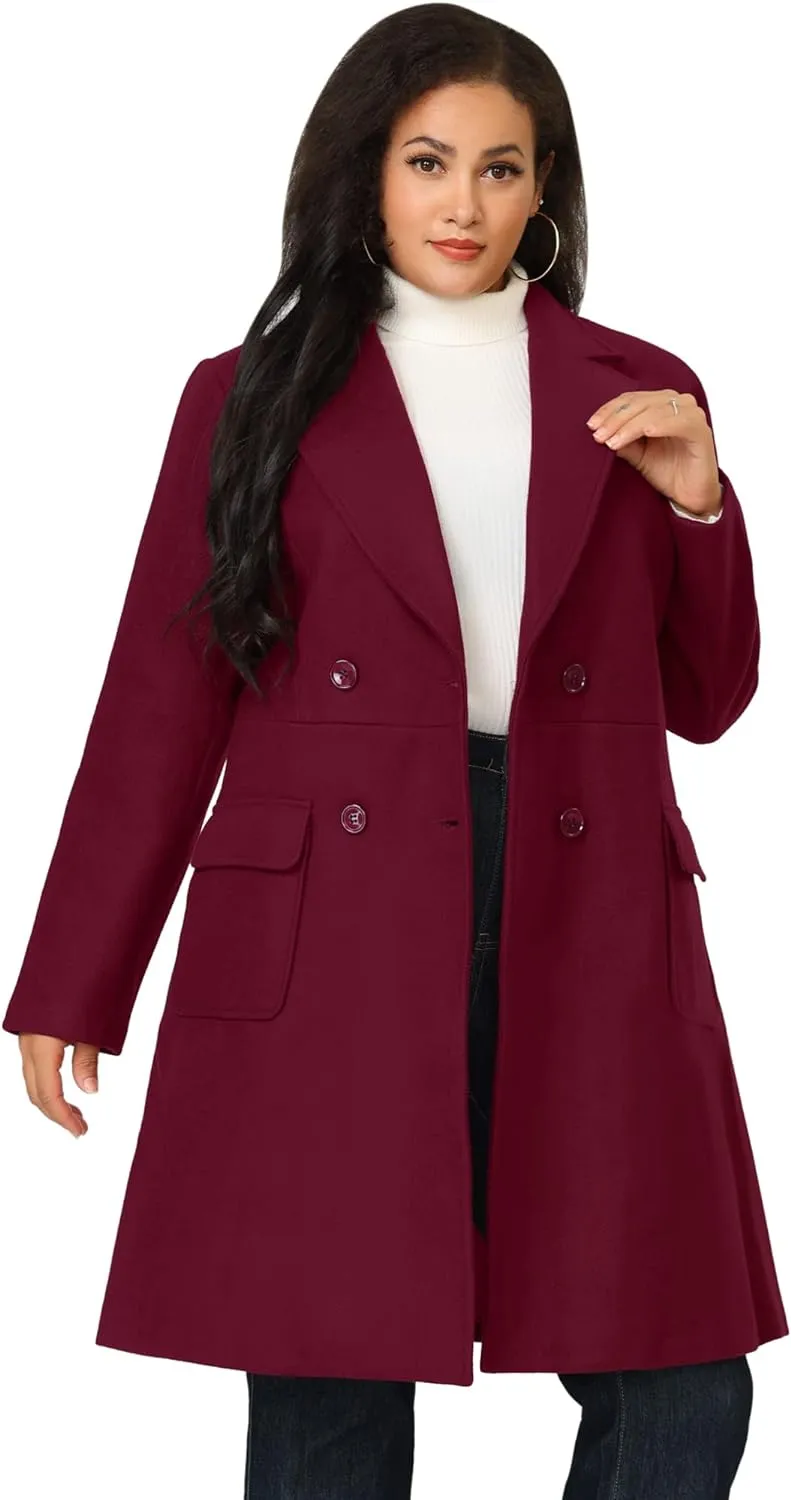 Plus Size Modern Fuchia Pink Double Breasted Long Sleeve Trench Coat (Copy)