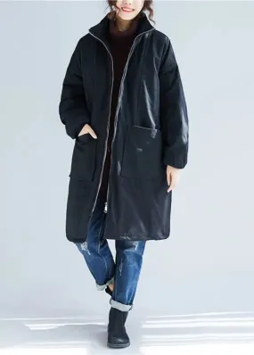 Pockets Parka Coats Long Sleeve