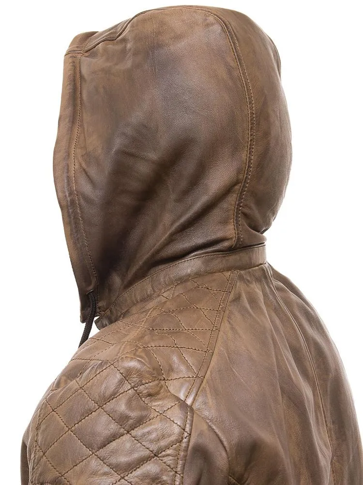 Rick Brown Removable Hooded Leather Jacket