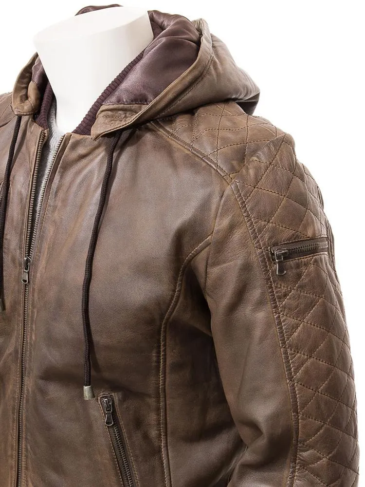 Rick Brown Removable Hooded Leather Jacket