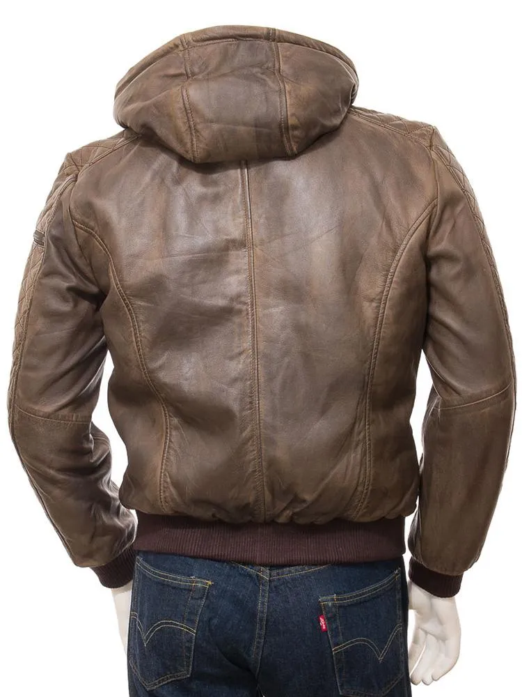 Rick Brown Removable Hooded Leather Jacket