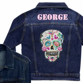 Sequin Candy Skull Denim Jacket