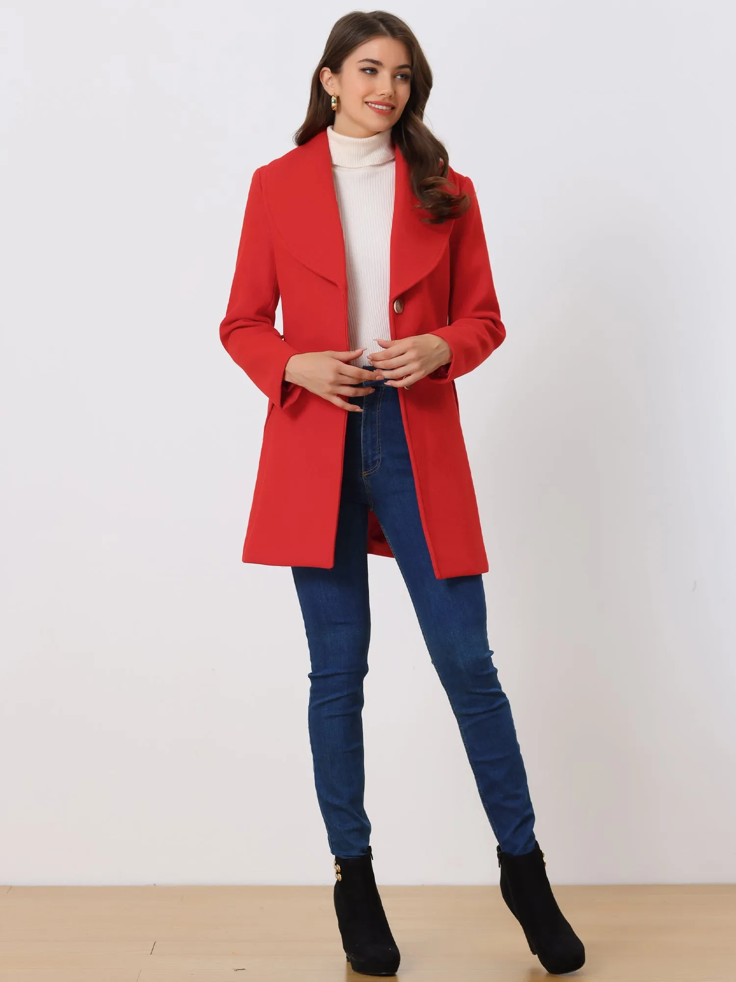 Shawl Collar Single Breasted Winter Long Belted Coat