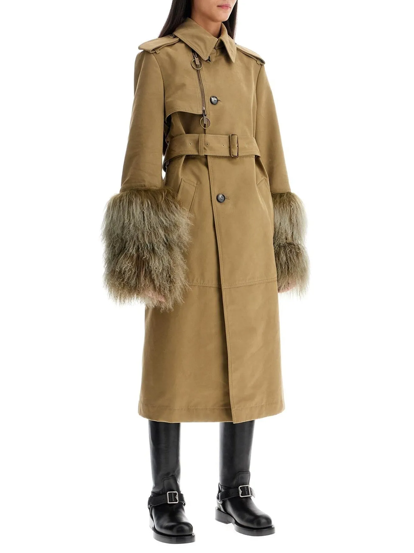 Shearling Cuff Coat