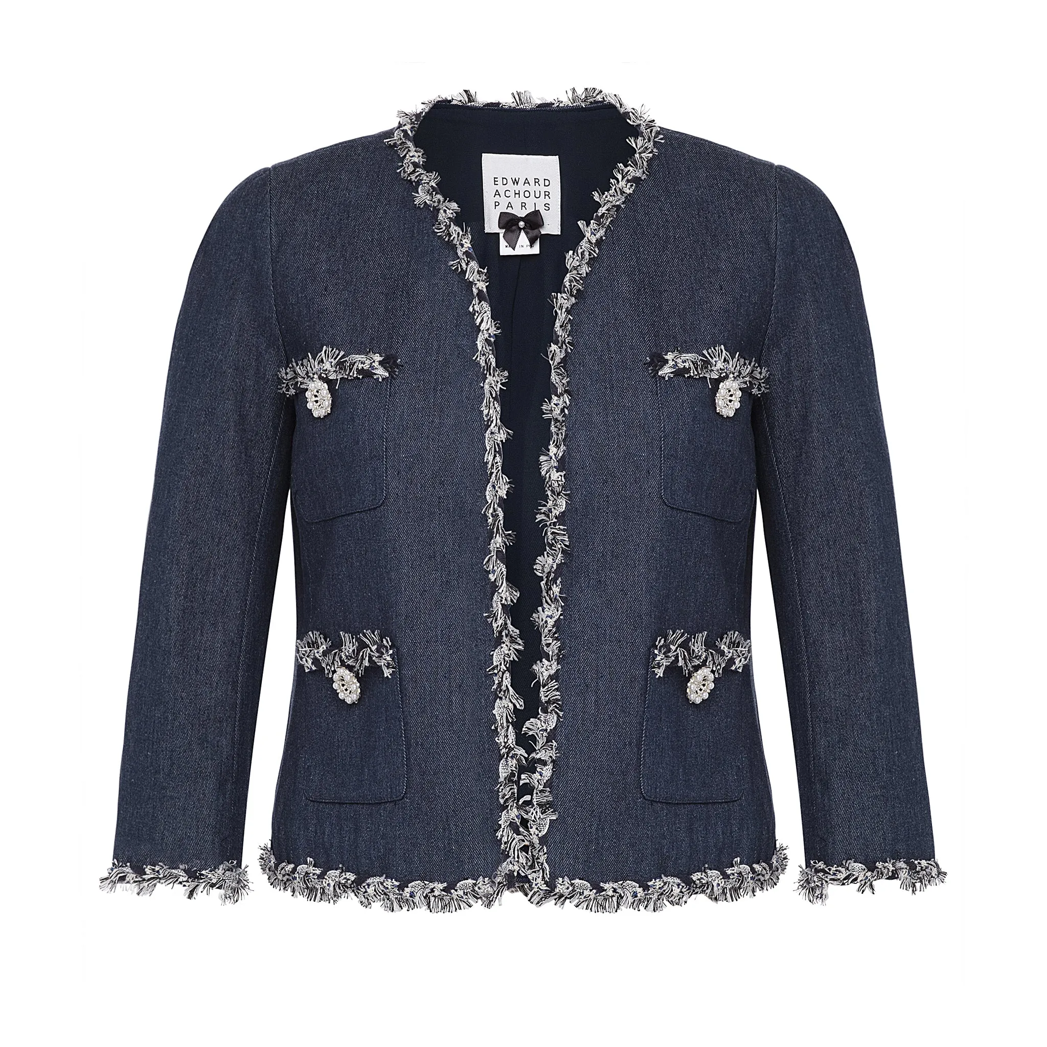 Short Jacket with Trim - Denim