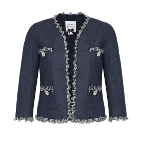 Short Jacket with Trim - Denim