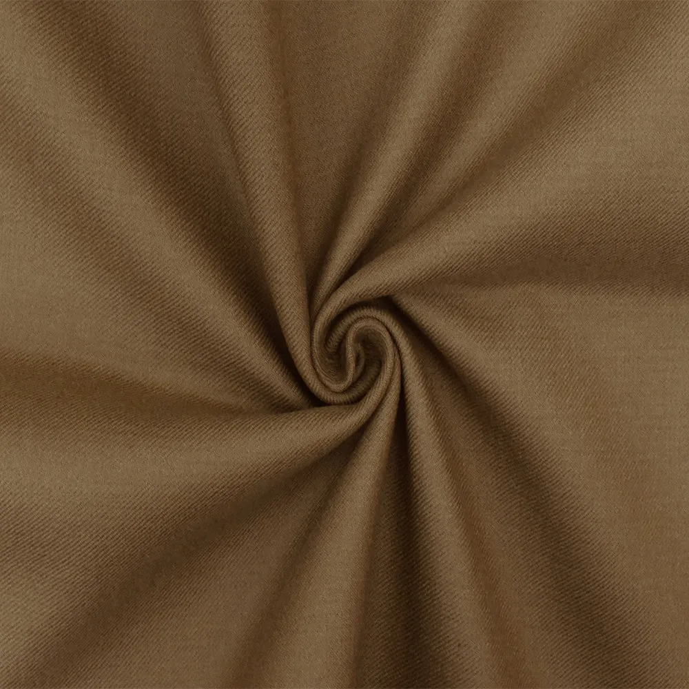 Sugar Brown Solid Wool-Acrylic Double Weave Twill Woven Jacketing Fabric