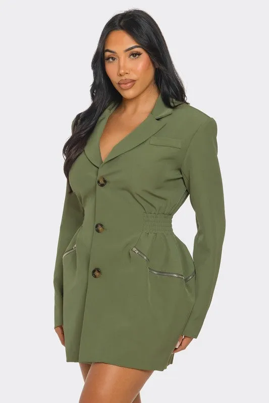 TAILORED UTILITY BLAZER DRESS