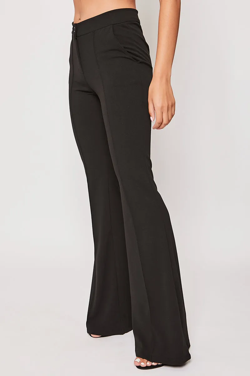 Tanya - Black Tailored Bell Bottom Trousers