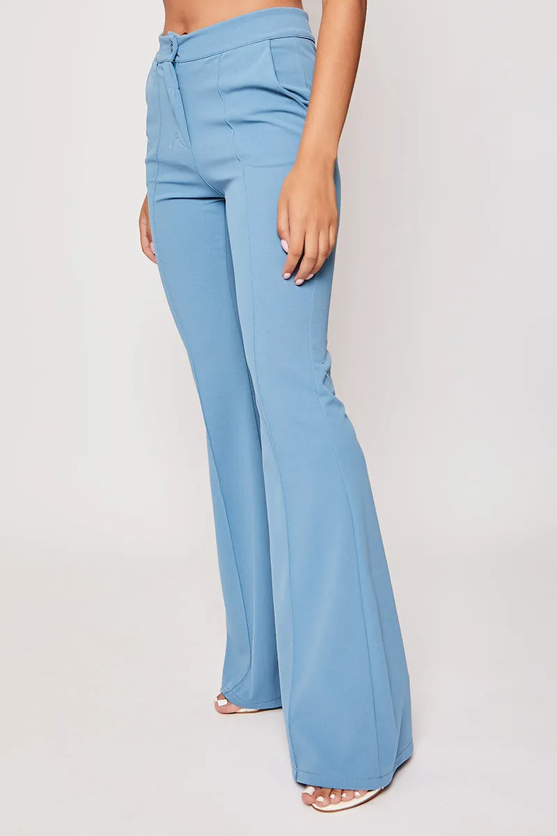 Tanya - Blue Tailored Bell Bottom Trousers