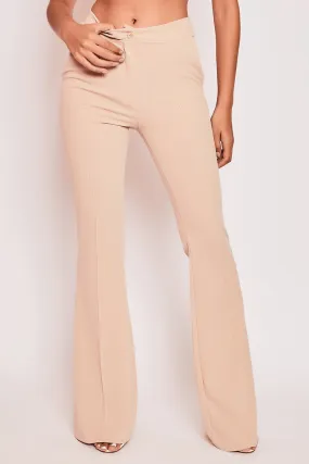 Tanya - Nude Tailored Bell Bottom Trousers