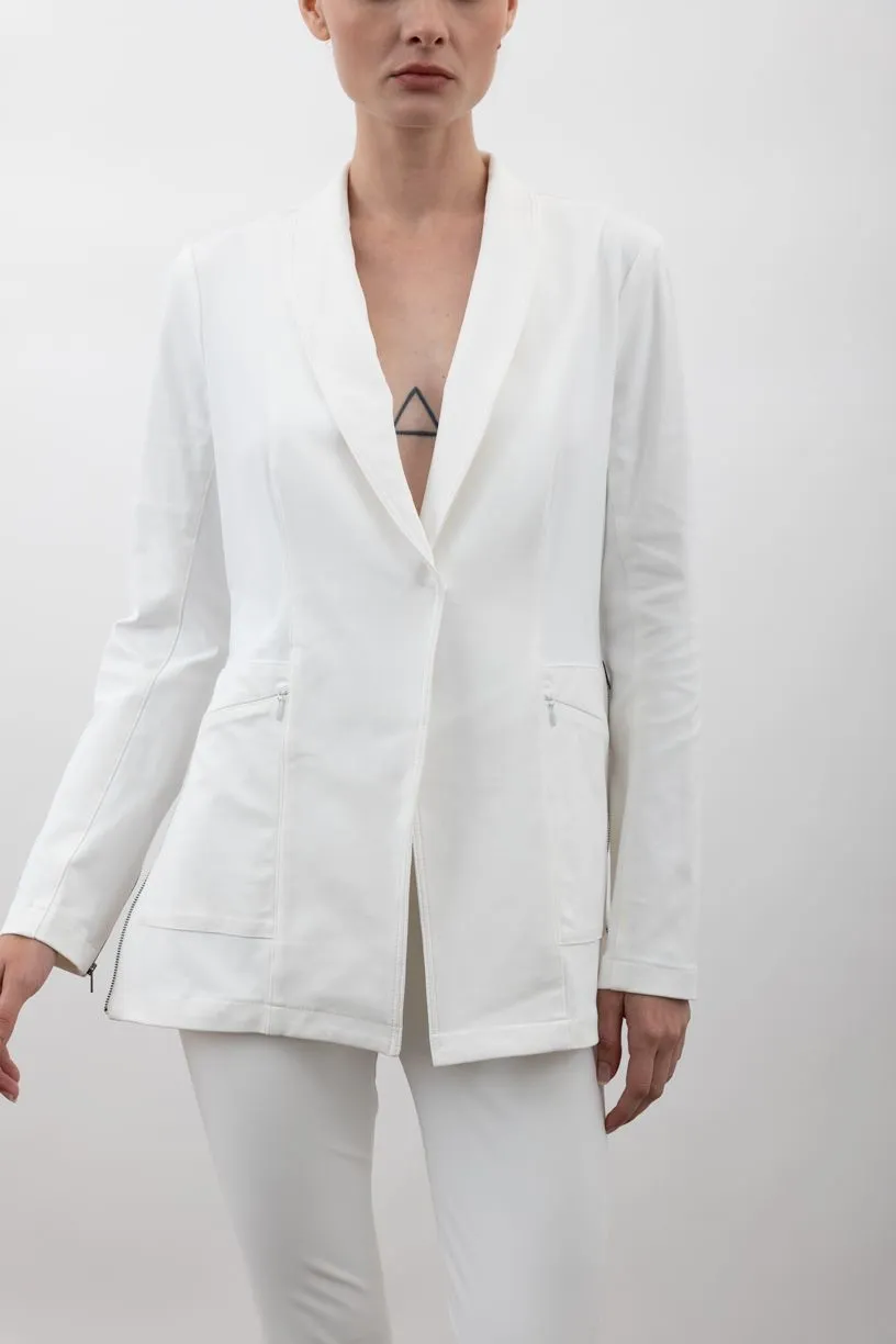 Tech Stretch Shawl Collar Blazer with Utility Pockets - VALBELLA CORE