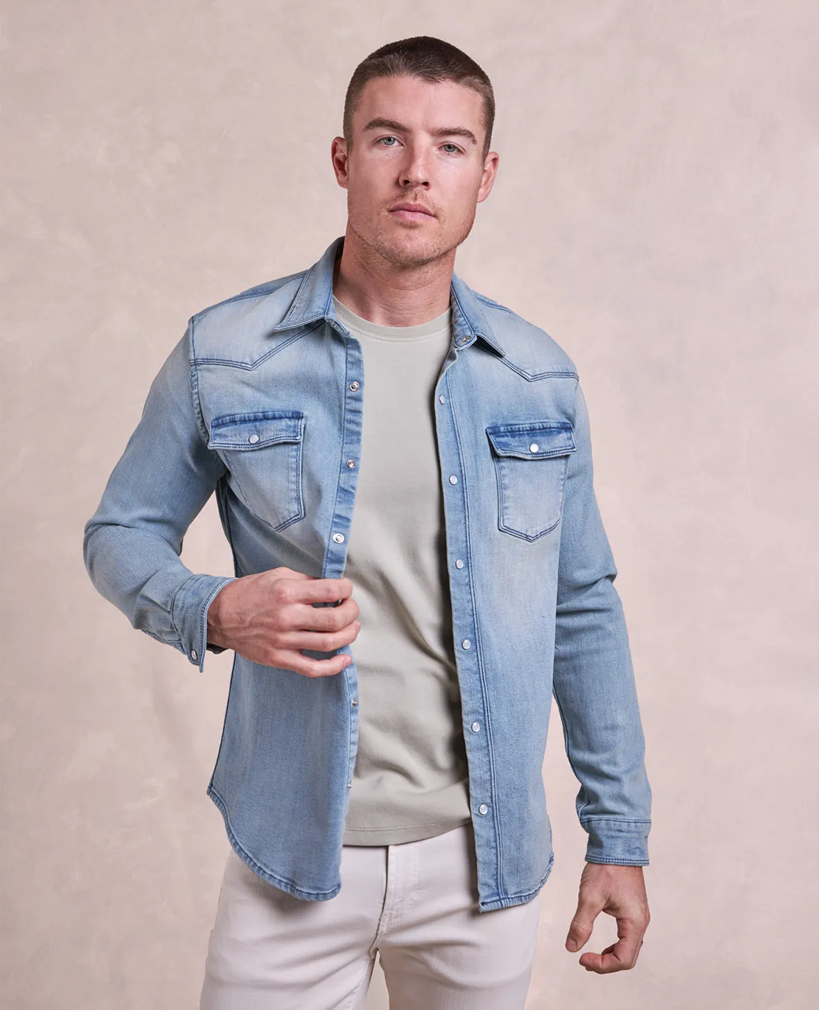 The Wyatt - Italian Denim Shirt Jacket - Hopper Wash