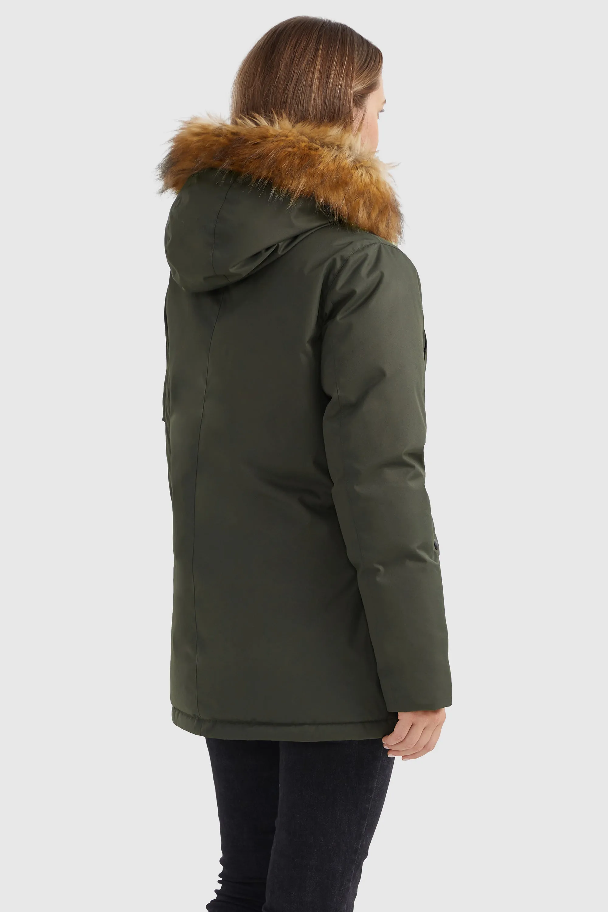 Thickened Down Coat with Faux Fur Trim Hood