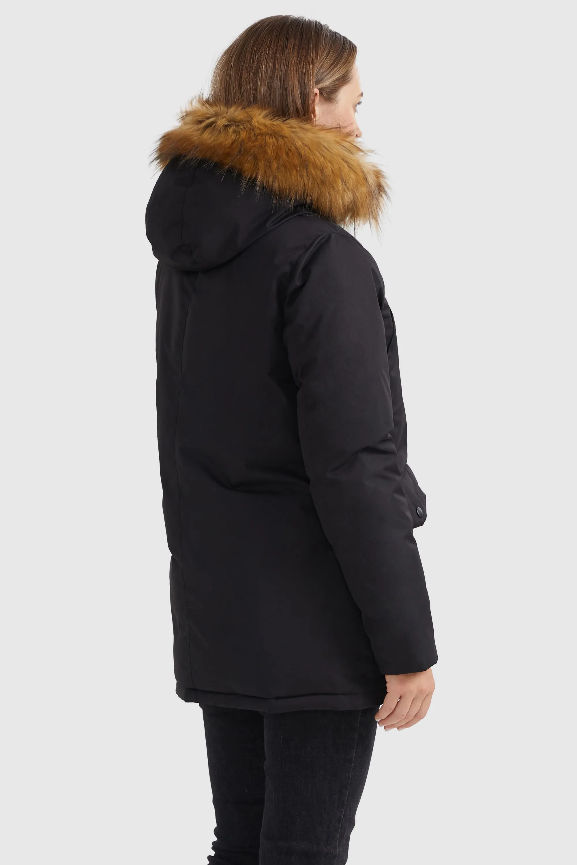 Thickened Down Coat with Faux Fur Trim Hood