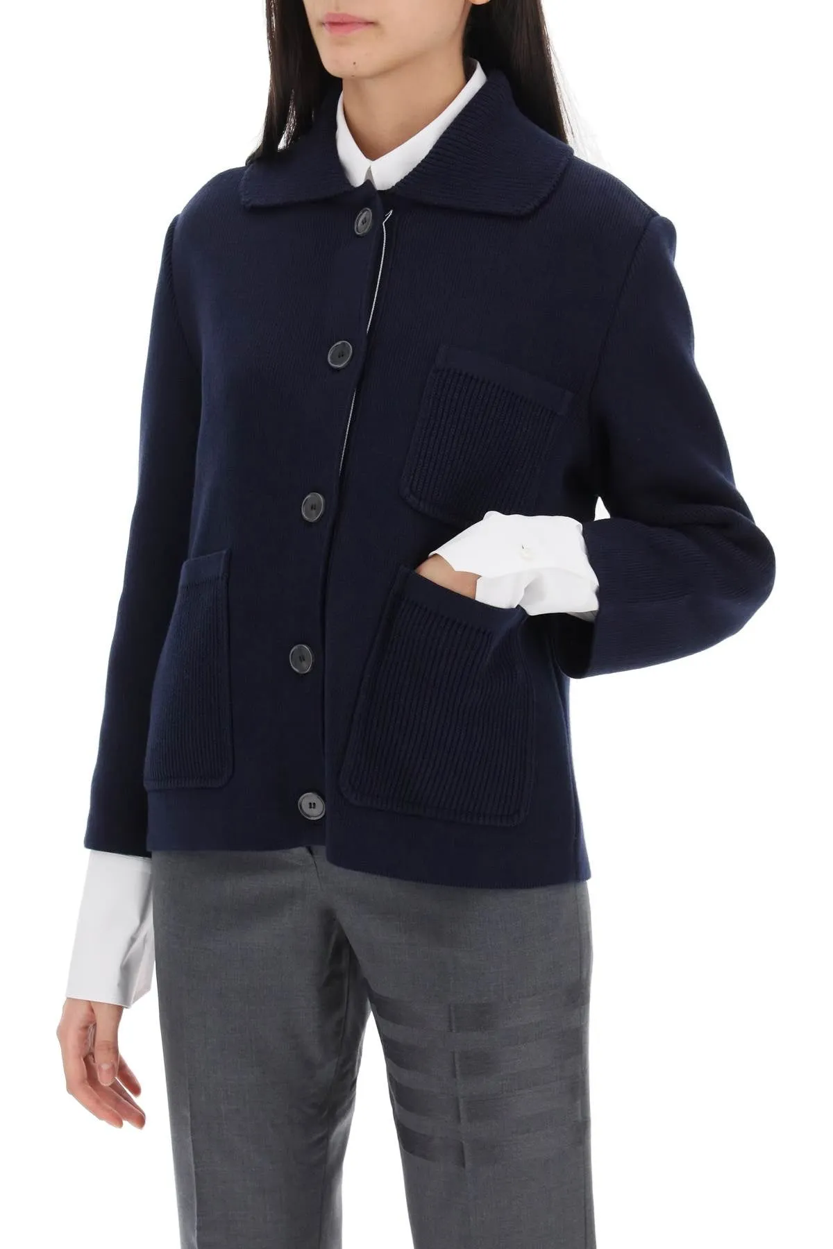 Thom Browne Cotton-Cashmere Knit Jacket